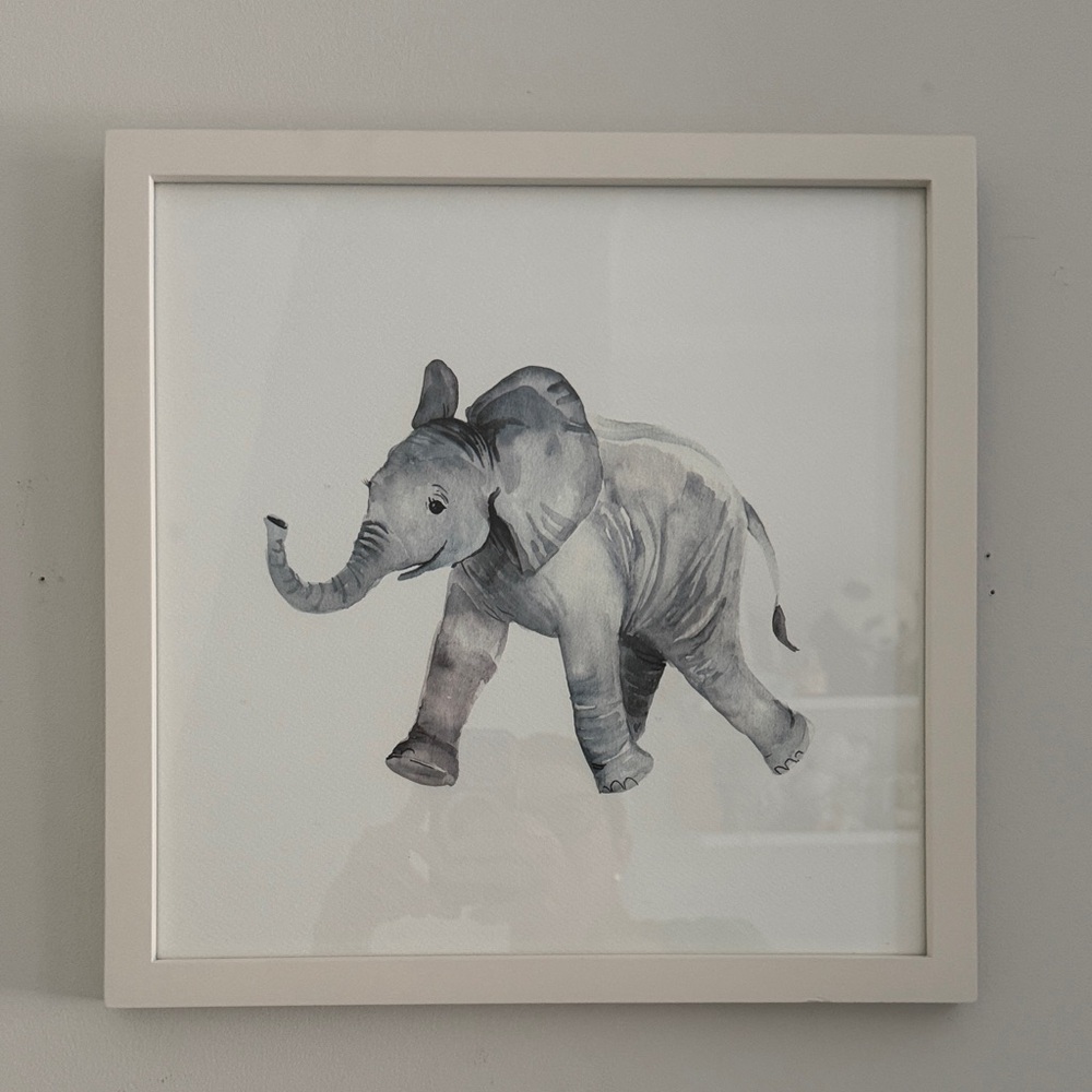 Pottery Barn Kids Elephant Wall Art - Gray and White